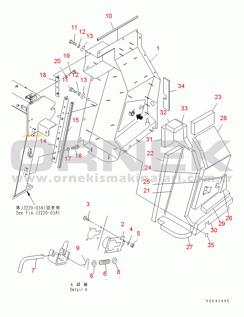 Komatsu HD325-7 S/N 7001-UP ENGINE SIDE COVER (R.H. 1/3)