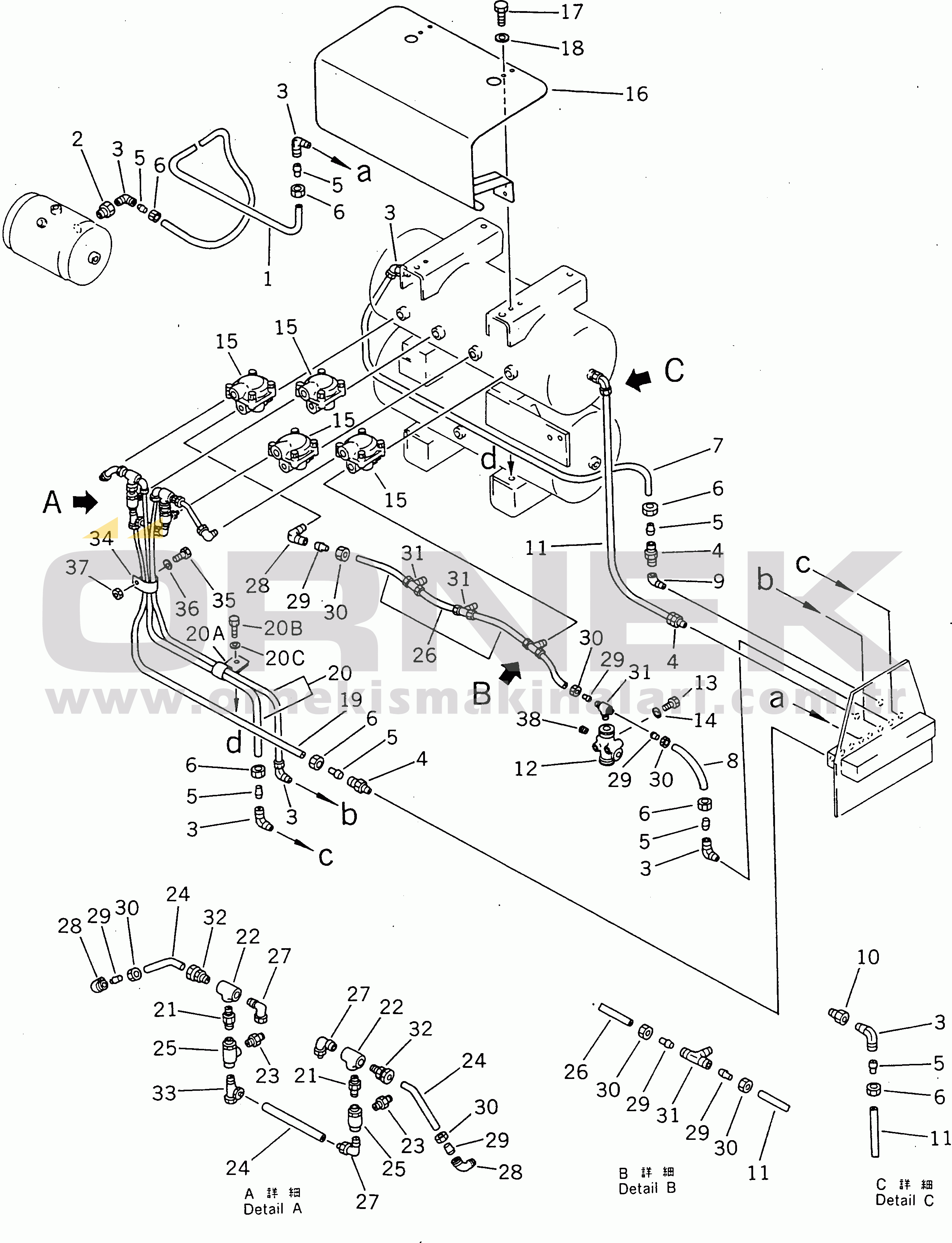 Komatsu HD465-3 S/N 2001-UP AIR PIPING (2/5)(#2001-2112)