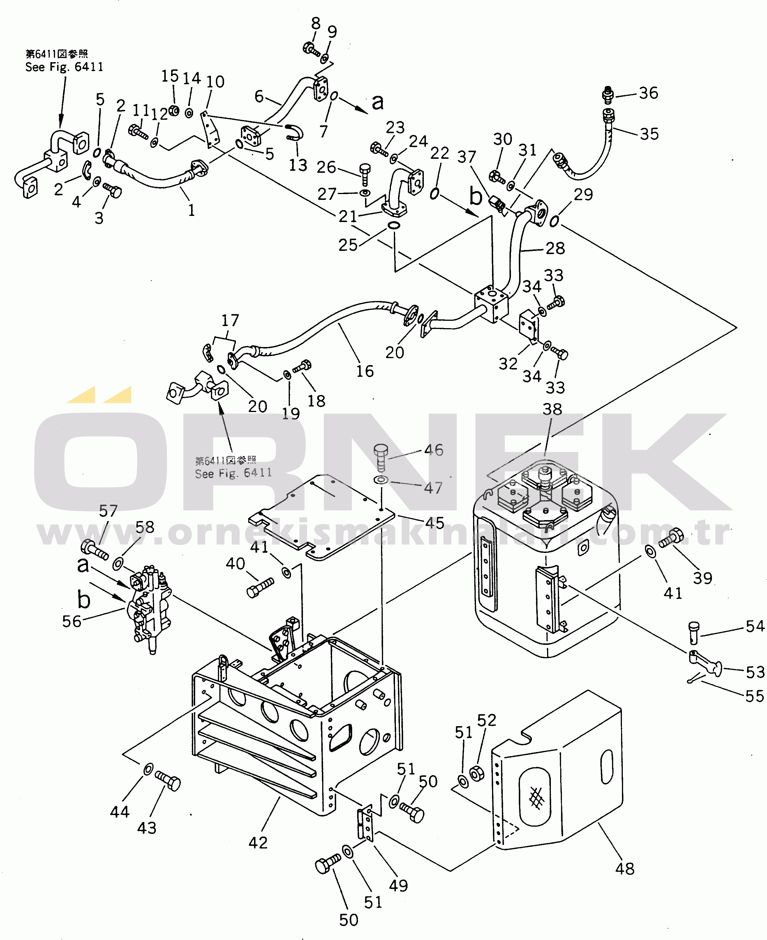 Komatsu HD465-3 S/N 2001-UP HYDRAULIC PIPING (2/12)(#2001-2185)