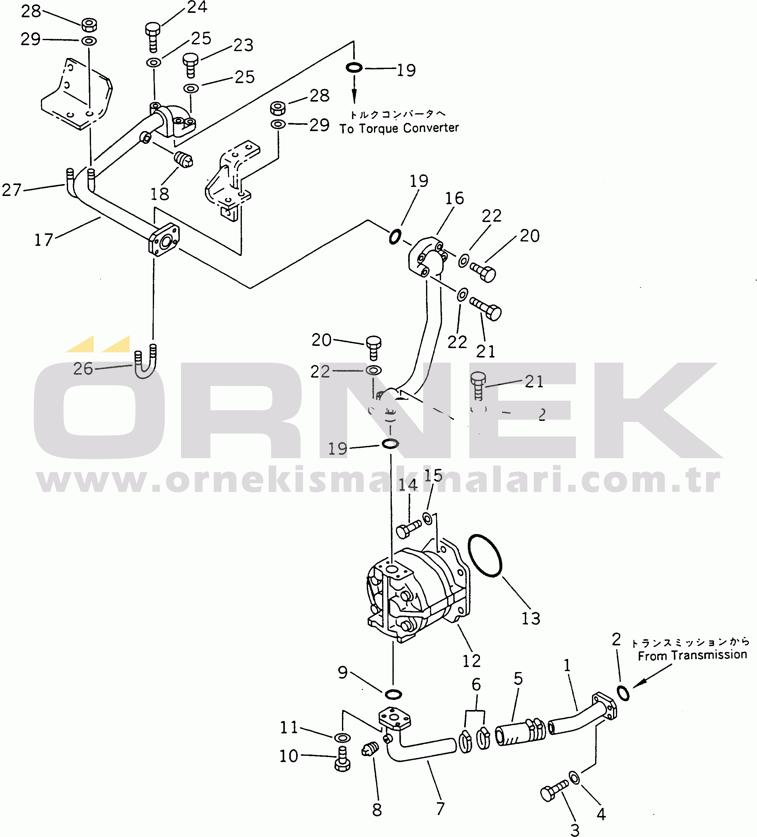 Komatsu HD465-3 S/N 2001-UP HYDRAULIC PIPING (5/12)(#2113-)