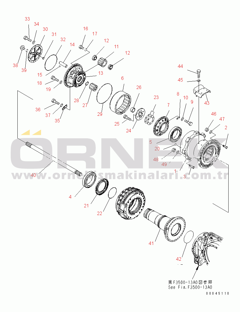 Komatsu HD605-7R S/N 15001-15351 (W/O EGR) REAR AXLE (FINAL DRIVE) (R.H.)(#15001-)