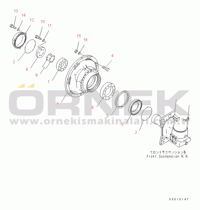 Komatsu HD605-7R S/N 15001-15351 (W/O EGR) FRONT AXLE (R.H.) (AXLE)(#15001-)
