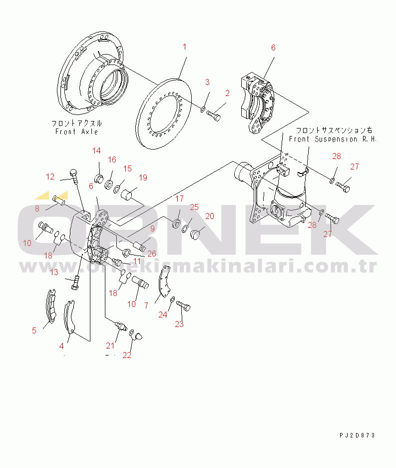 Komatsu HD605-7R S/N 15001-15351 (W/O EGR) FRONT AXLE (R.H.) (BRAKE)(#15001-)