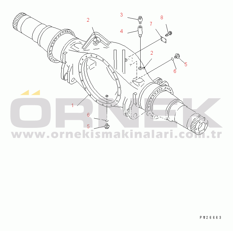 Komatsu HD605-5 S/N 1001-UP REAR AXLE HOUSING (FOR AUTO LUBRICATION)(#1013-)