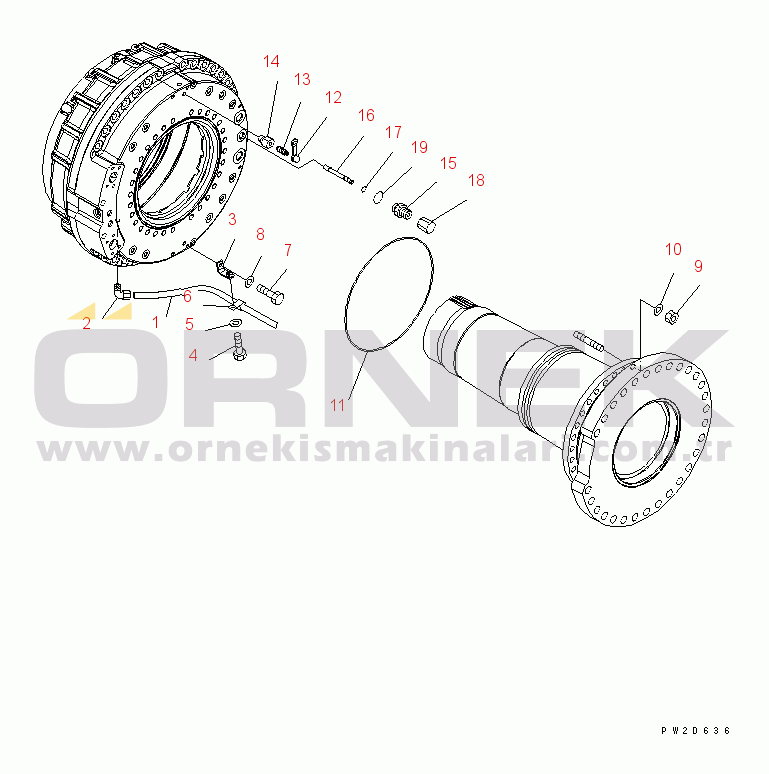 Komatsu HD605-7 S/N 7001-UP REAR AXLE (REAR WHEEL BRAKE) (R.H.) (3/3)(#7001-.)
