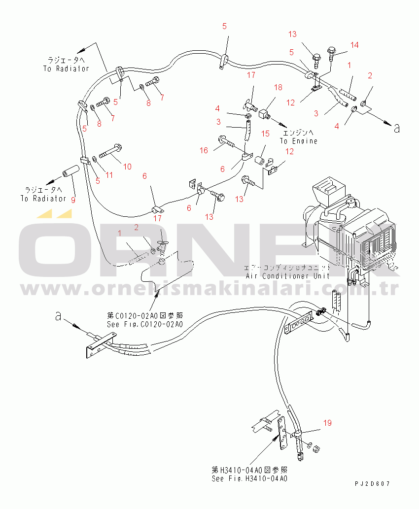 Komatsu HD605-7 S/N 7001-UP AIR CONDITIONER RELATED PARTS (3/4)