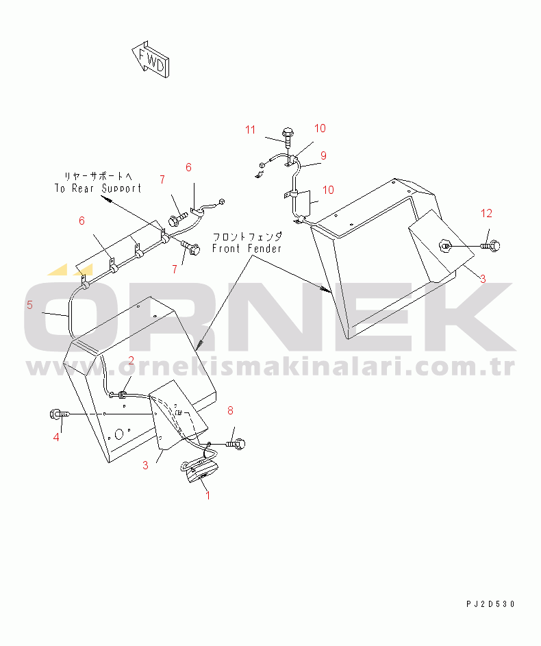 Komatsu HD605-7 S/N 7001-UP ELECTRICAL SYSTEM (SIDE LAMP)