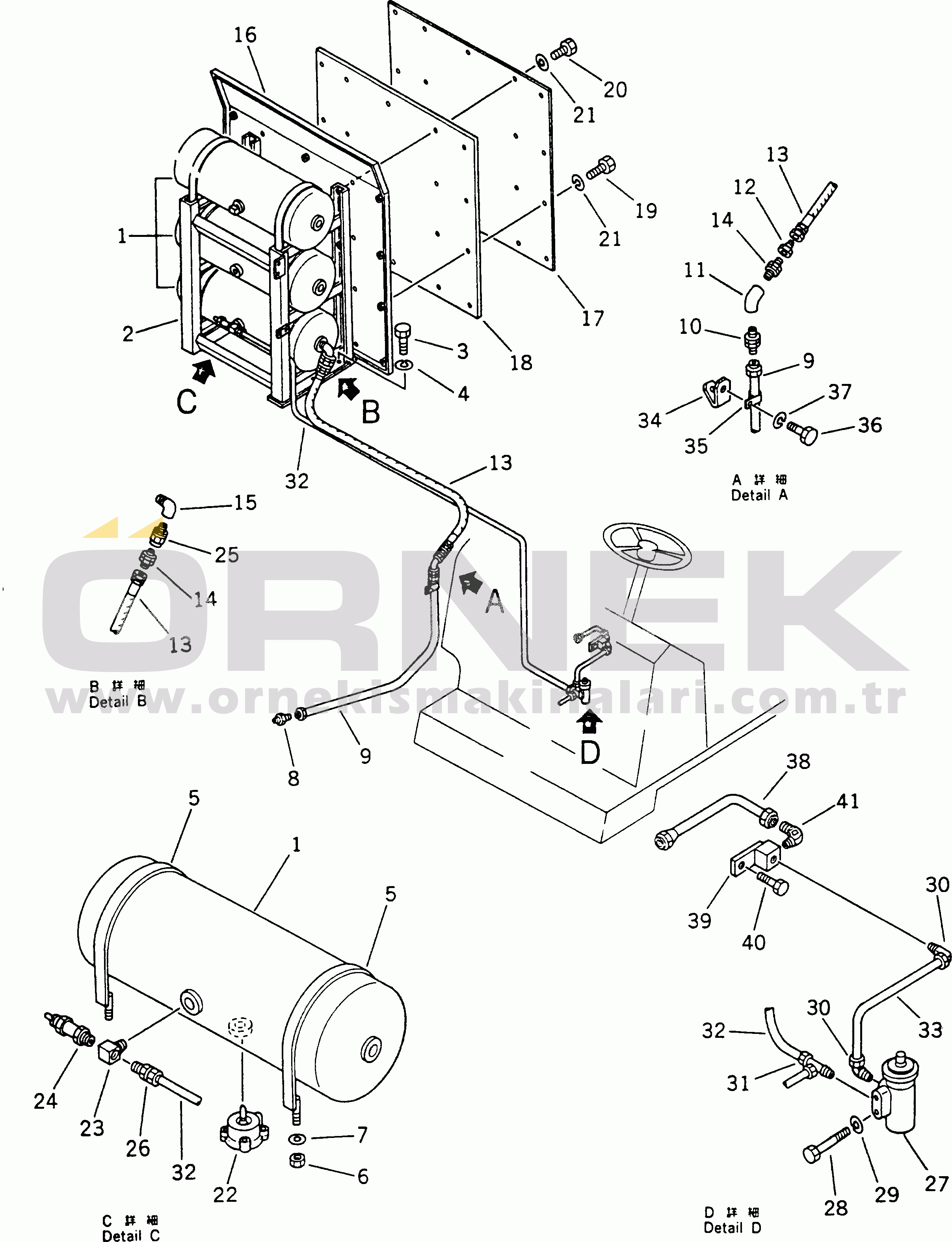 Komatsu HD780-1 S/N 1002-UP AIR RESERVOIR PIPING (1/2)