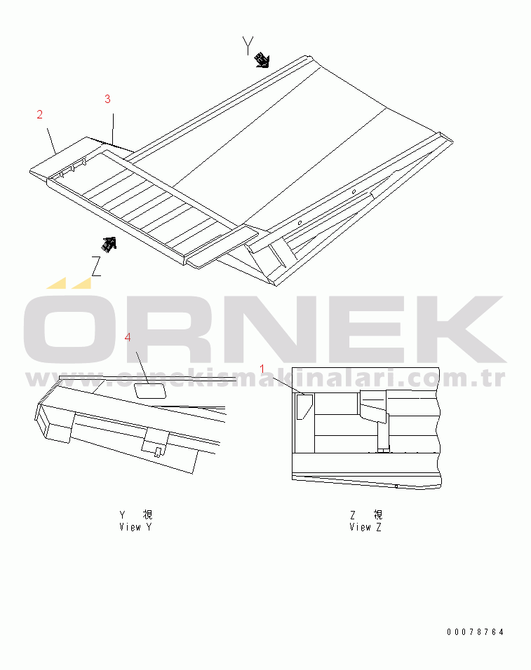 Komatsu HD785-5 S/N 4001-UP BODY (PLATFORM GUARD) (WITH MUFFLER)(#4786-)