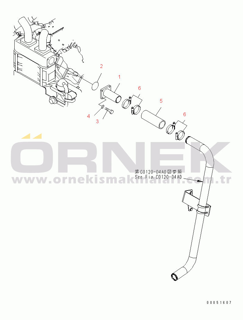 Komatsu HD785-7 S/N 7001-8172 ENGINE COOLING TUBE(#7001-7168)