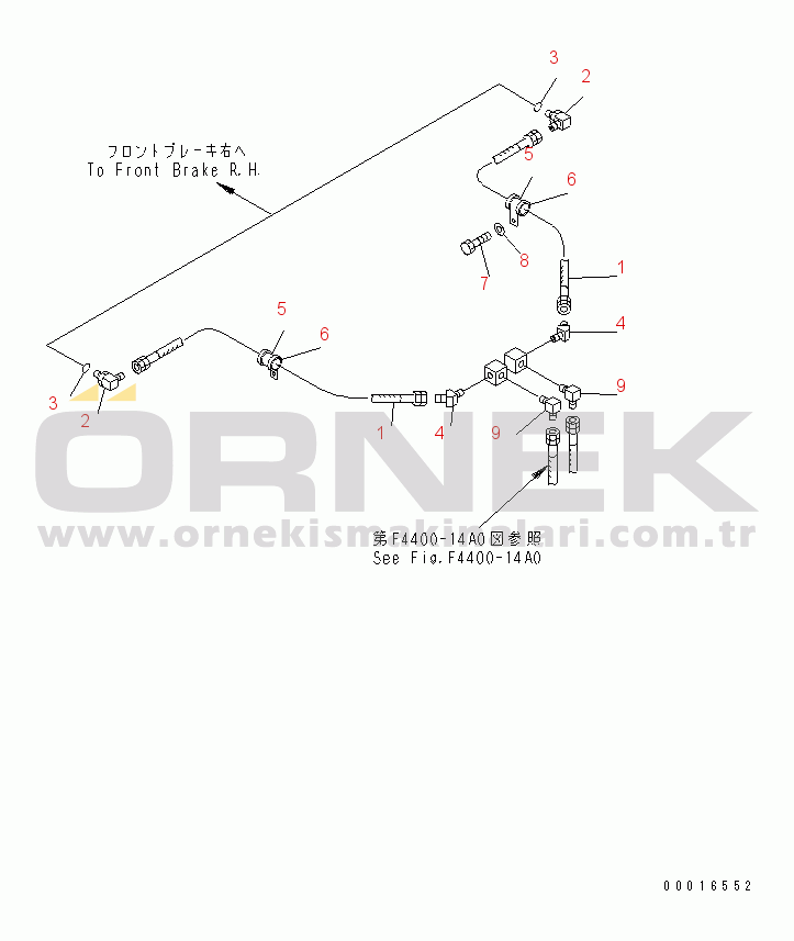 Komatsu HD985-5 S/N 1021-UP FRONT AXLE (RIGHT HAND) (BRAKE OIL PIPING)(#1053-)