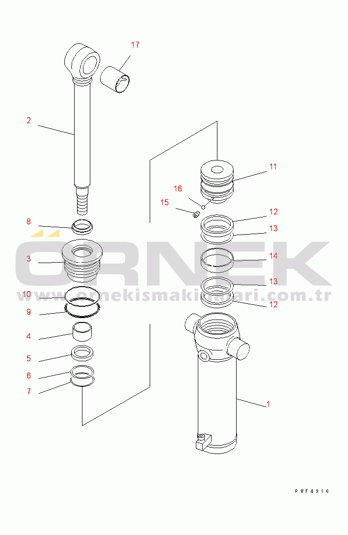 Komatsu HFF156/157-1 S/N 1001-UP HINGED FORK (INNER PARTS) (DUMP CYLINDER)(#.-)