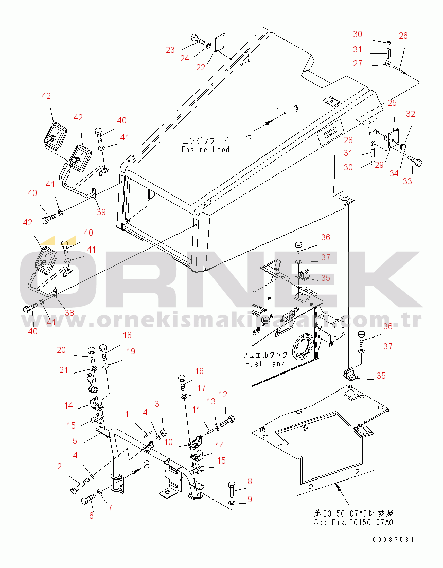 Komatsu HM300-2 S/N 2001-2784 (ecot3) ENGINE HOOD RELATED PARTS (2/2)(#2745-)