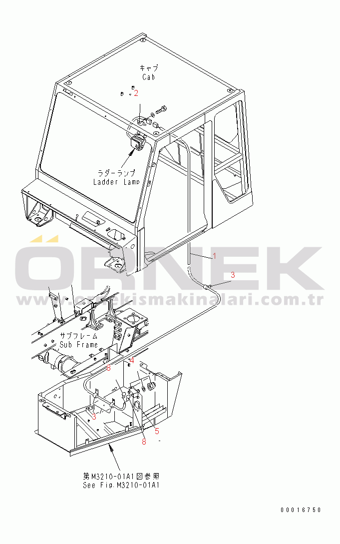 Komatsu HM300-1 S/N 1001-UP LADDER LAMP HARNESS