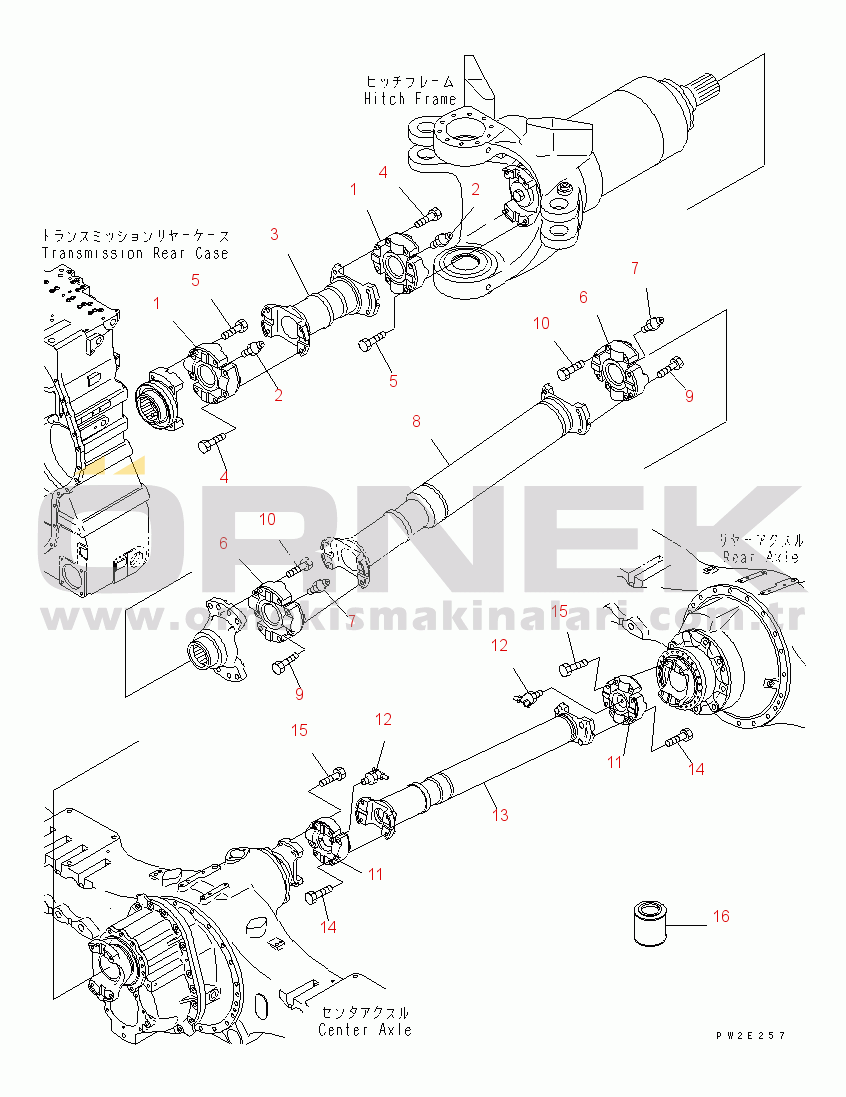 Komatsu HM350-1 S/N 1001-UP (-40cent. Spec.) REAR DRIVE SHAFT