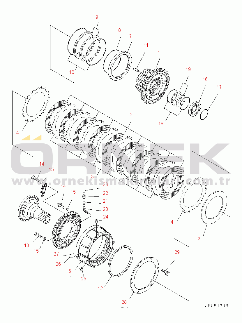 Komatsu HM350-1 S/N 1001-UP (-40cent. Stan.) CENTER AXLE (HUB) (-40ЯC SPEC.)