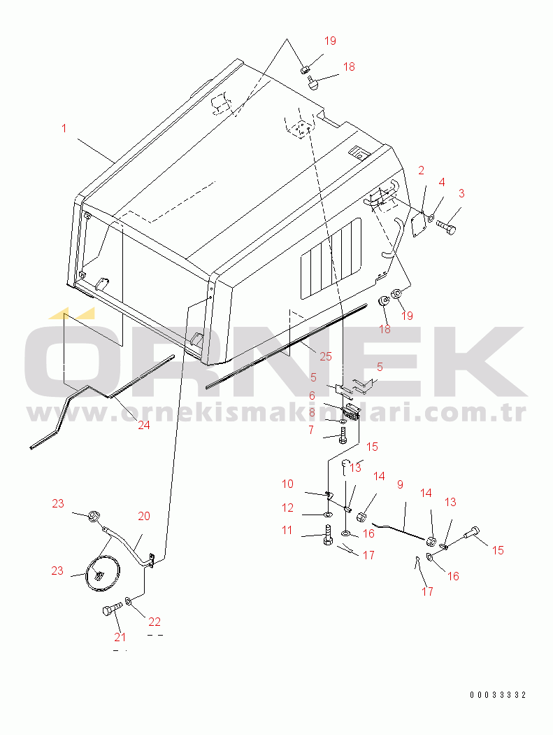 Komatsu HM350-1 S/N 1001-UP (-40cent. Stan.) ENGINE HOOD AND RELATED PARTS (COLD SPEC.)(#1122-)