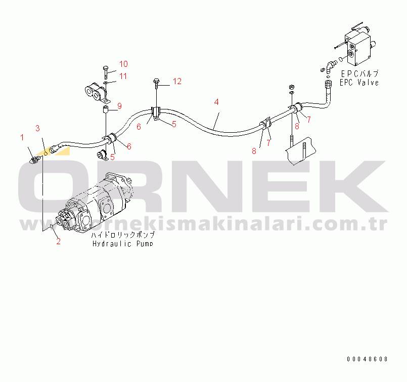 Komatsu HM350-2 S/N 2001-UP (ecot3, For EU) HYDRAULIC PIPING (PUMP TO E.P.C. VALVE)