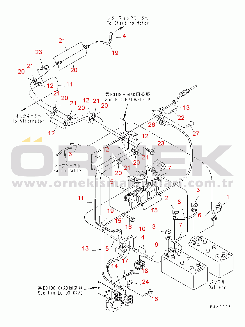 Komatsu HM400-1 S/N 1001-UP BATTERY (WIRING)(#1020-1227)