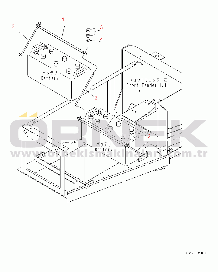 Komatsu HM400-1 S/N 1001-UP BATTERY (MOUNTING PARTS)(#1001-1227)