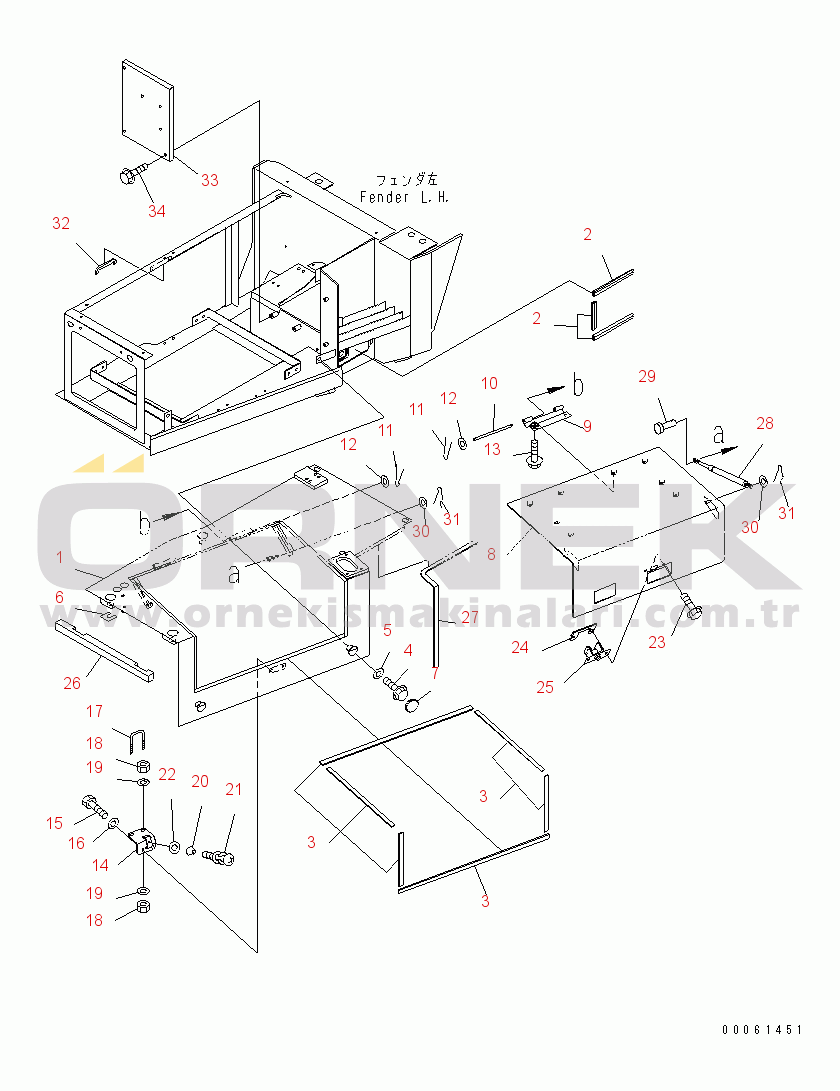 Komatsu HM400-1 S/N 1001-UP BATTERY BOX (LOWER FENDER¤ L.H. 2/2) (CAB TILT WITH ELECTRIC PUMP)(#1228-)