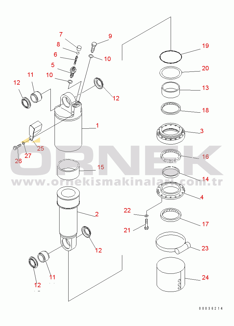 Komatsu HM400-1 S/N 1001-UP REAR SUSPENSION CYLINDER¤ INNER PARTS(#1244-)