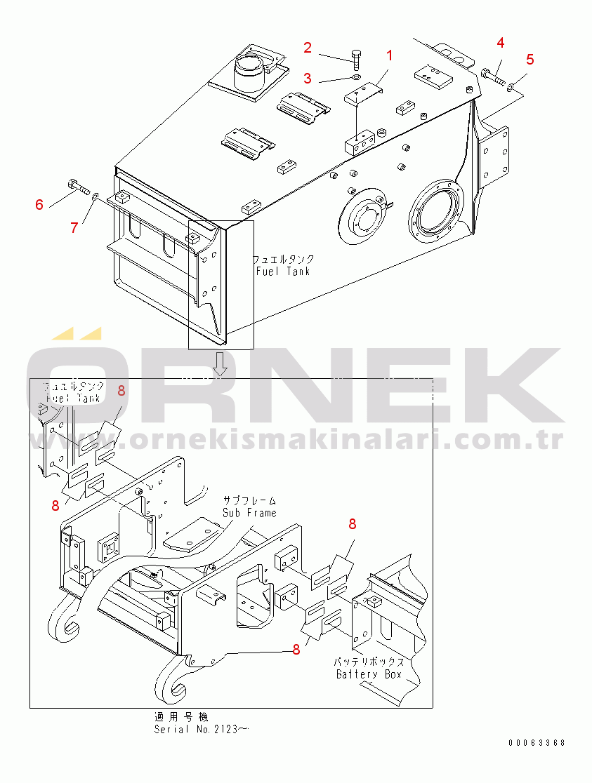 Komatsu HM400-2 S/N 2001-2632 (ecot3, For EU) FUEL TANK AND RELATED PARTS(#2001-)