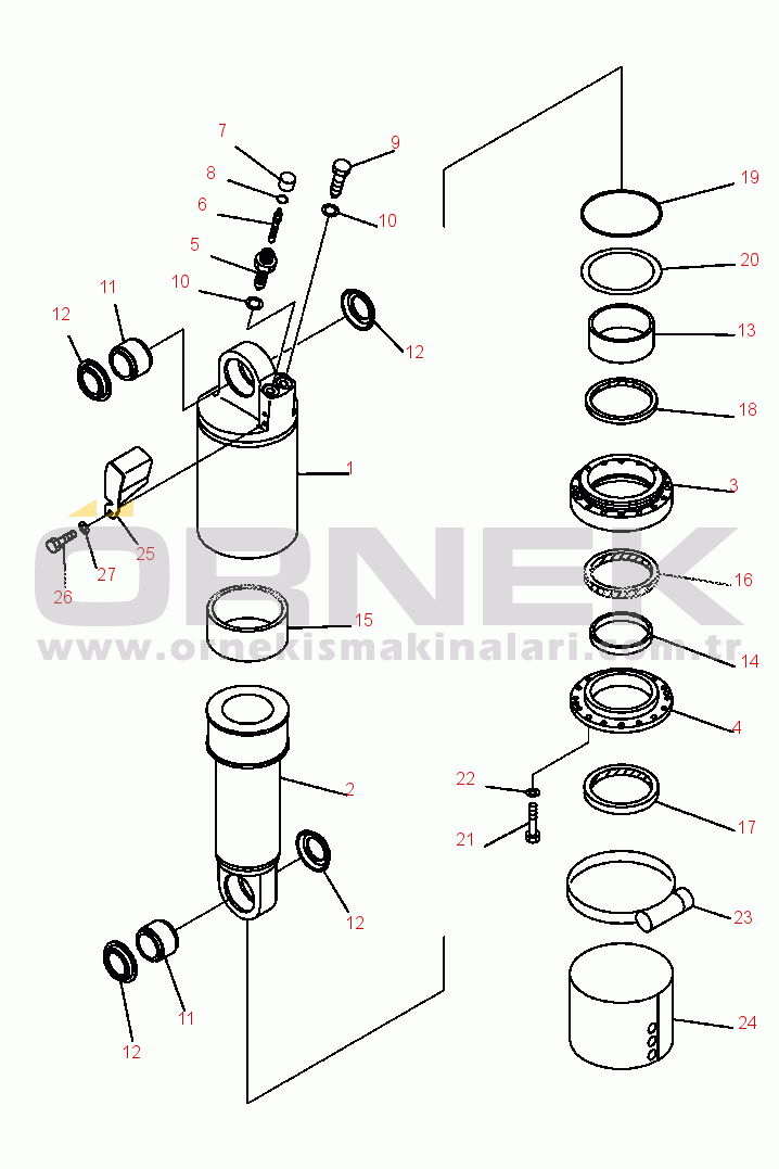 Komatsu HM400-2 S/N A11001-UP S3300-02A0 SUSPENSION CYLINDER L.H. AND R.H. REAR