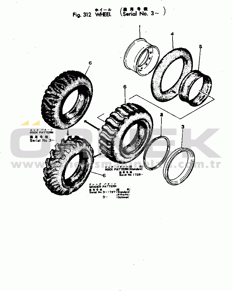 Komatsu JH60-1 S/N 3-3916 WHEEL