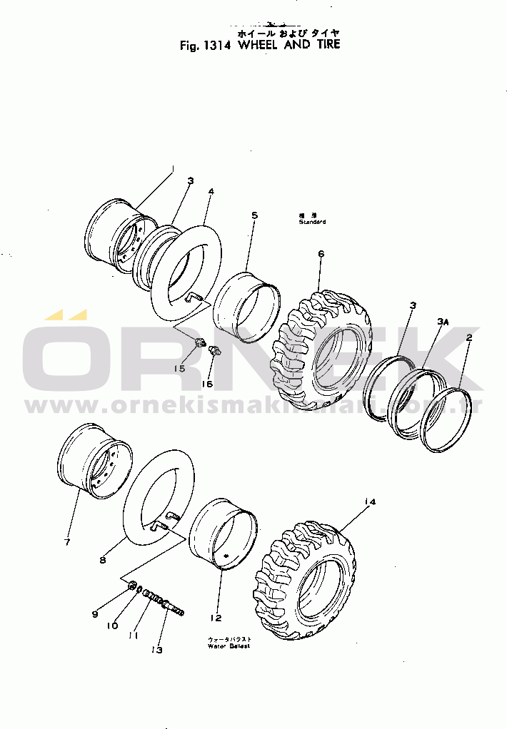 Komatsu JH65C-2 S/N 3-UP WHEEL AND TIRE(#3-)