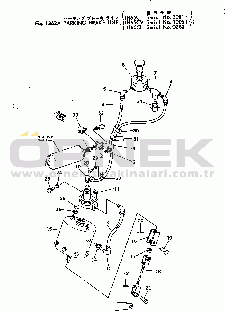 Komatsu JH65C-2 S/N 3-UP PARKING BRAKE LINE(#3081-)