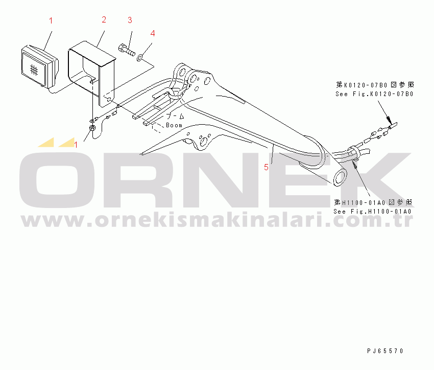Komatsu MX15 S/N 4001-UP WORK LAMP AND RELATED PARTS