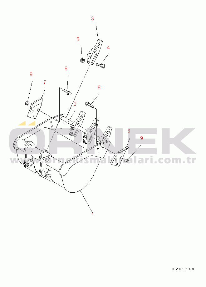 Komatsu MX15 S/N 4001-UP BUCKET¤ 0.033M3 (MINI 0.044M3) 450MM WIDE
