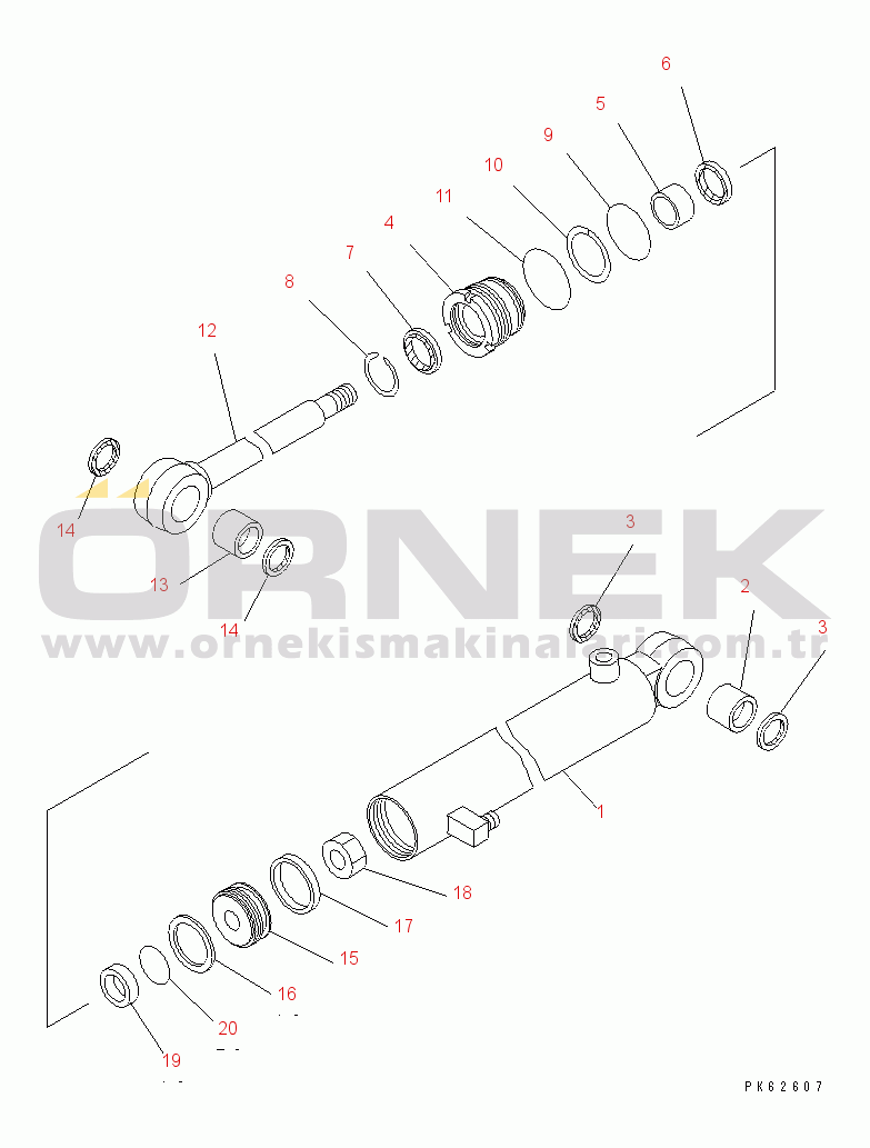 Komatsu PC03-2 S/N 15001-UP ARM CYLINDER (FOR BUCKET QUICK COUPLER)