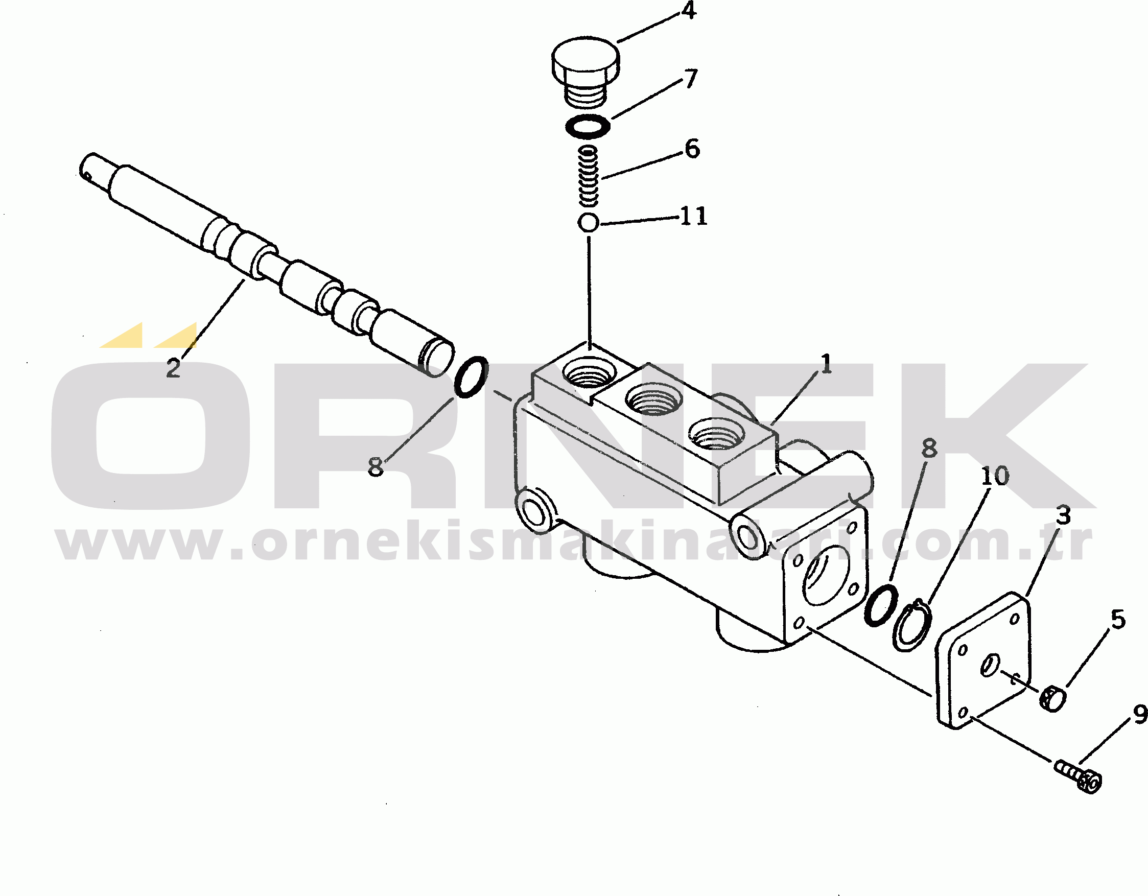 Komatsu PC03-2 S/N 15001-UP CARRY BUCKET CONTROL VALVE (INNER PARTS)