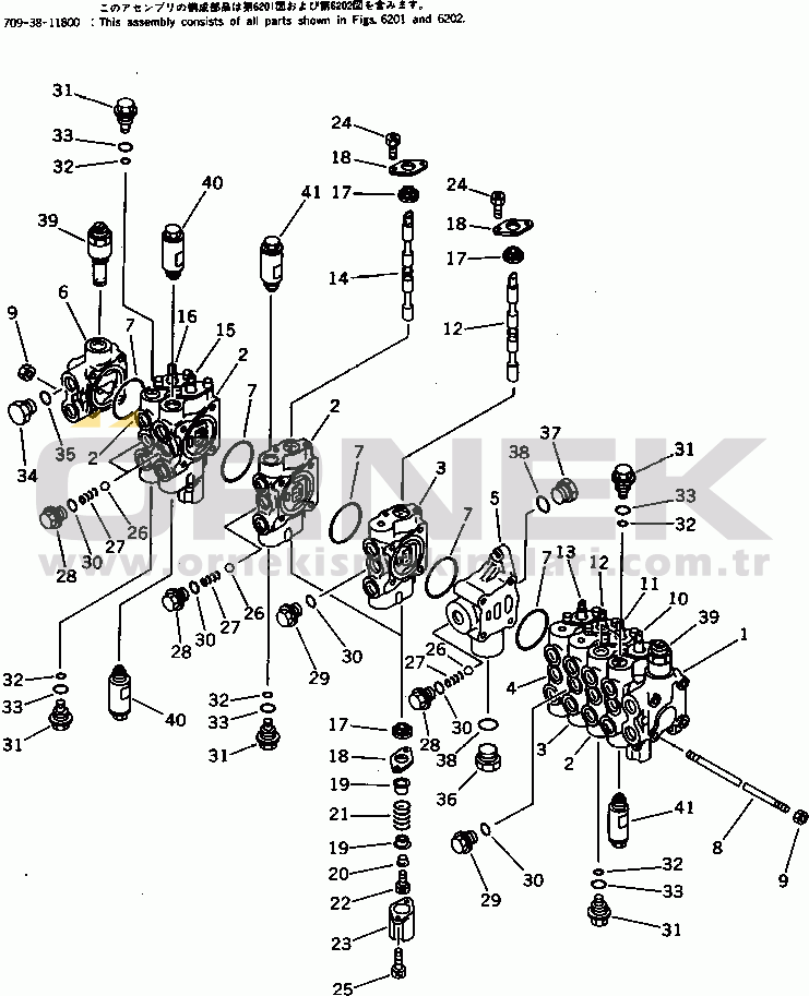 Komatsu PC05-6 S/N 5001-UP 8-SPOOL CONTROL VALVE (1/2)(#5001-6005)