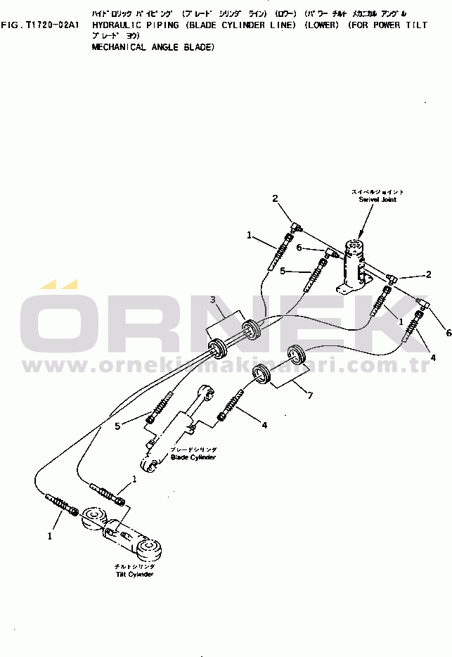Komatsu PC10-7 S/N 25001-UP HYDRAULIC PIPING (BLADE CYLINDER LINE) (LOWER) (FOR POWER TILT   MECHANICAL ANGLE BLADE)
