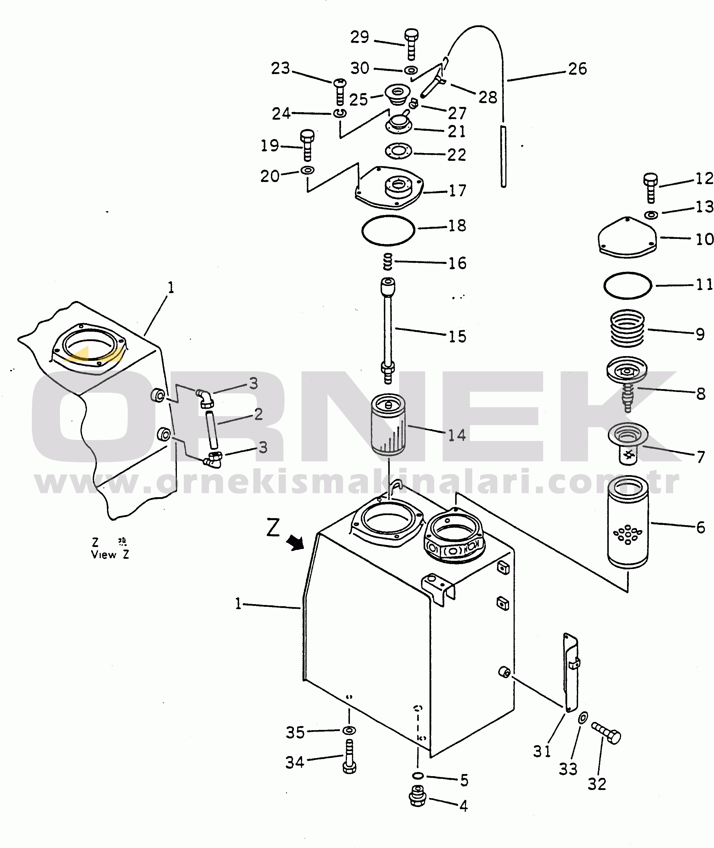Komatsu PC100-5 S/N 28001-UP HYDRAULIC TANK(#29806-)