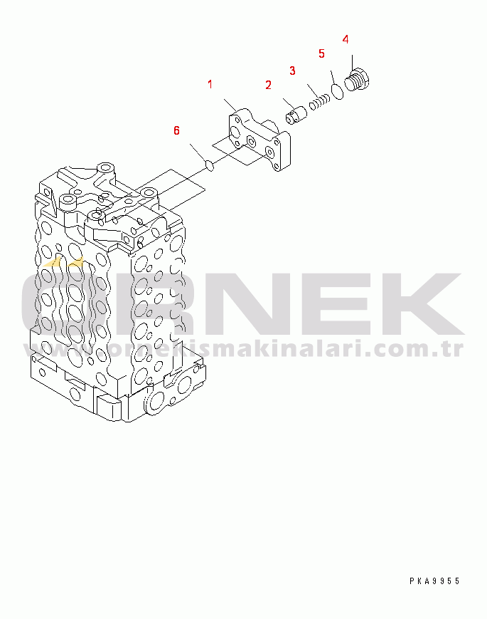Komatsu PC100-6 S/N 40001-UP MAIN VALVE (1-ACTUATOR) (3/10) (ATTACHMENT LINE LESS)(#42157-44999)