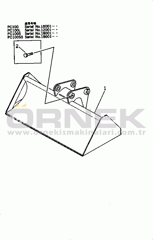 Komatsu PC100-3 S/N 18001-UP (TBG. Stan. (Almanya)) SLOPE FINISHING BUCKET