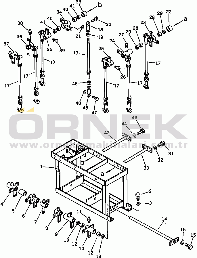 Komatsu PC100-3 S/N 18001-UP (TBG. Stan. (Almanya)) SPECIAL WORK EQUIPMENT VALVE CONTROL LINKAGE (2/3)               (FOR LONG LEVER CONTROL)(#18001-19572)