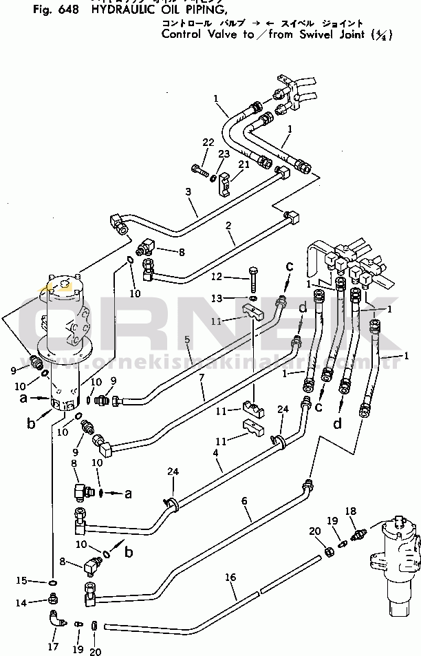 Komatsu PC100U-2 S/N 10001-UP HYDRAULIC OIL PIPING¤ CONTROL VALVE TO/FROM SWIVEL JOINT (4/4)
