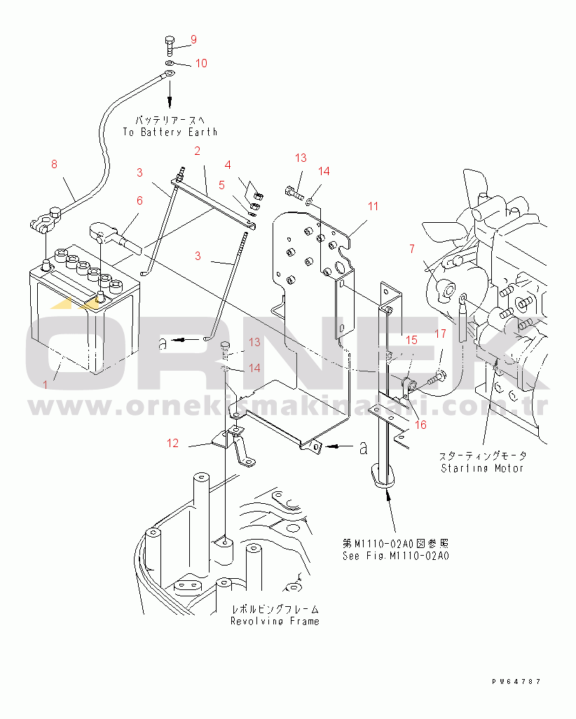 Komatsu PC10MR-1-A S/N 30001-UP BATTERY AND WIRING