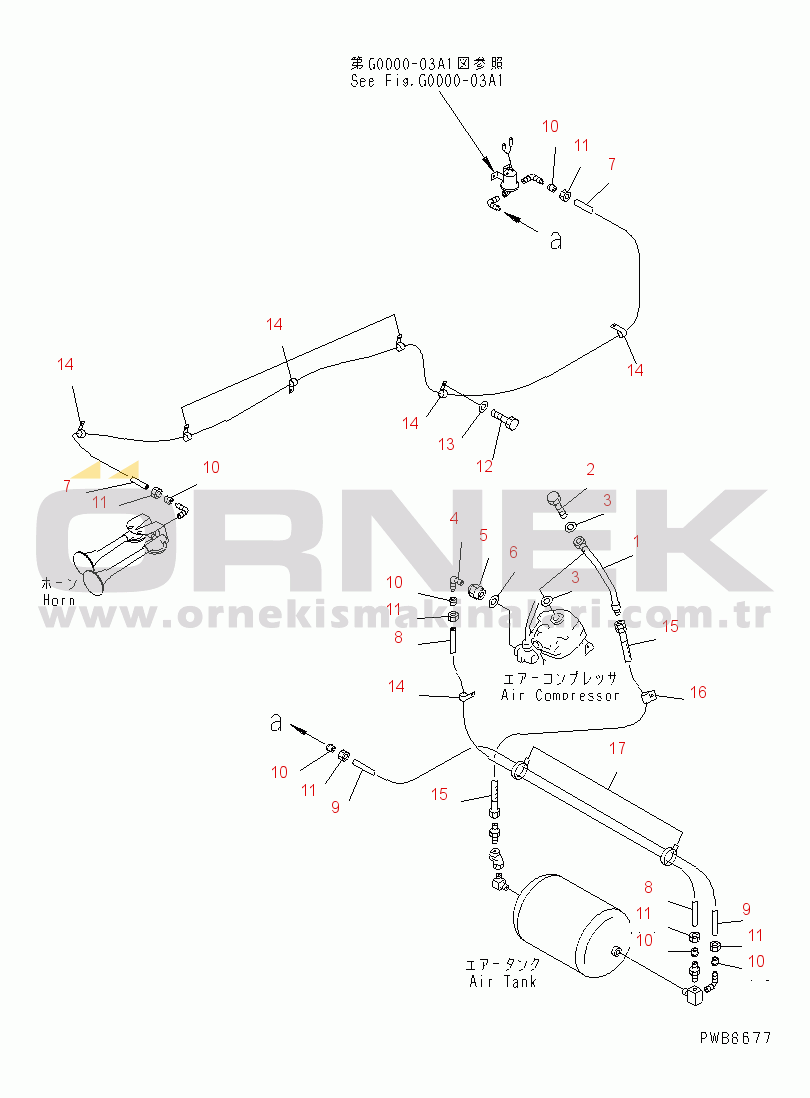 Komatsu PC1100LC-6 S/N 10001-UP AIR SYSTEM (AIR PIPING) (WITHOUT GREASE PUMP)(#10001-10156)
