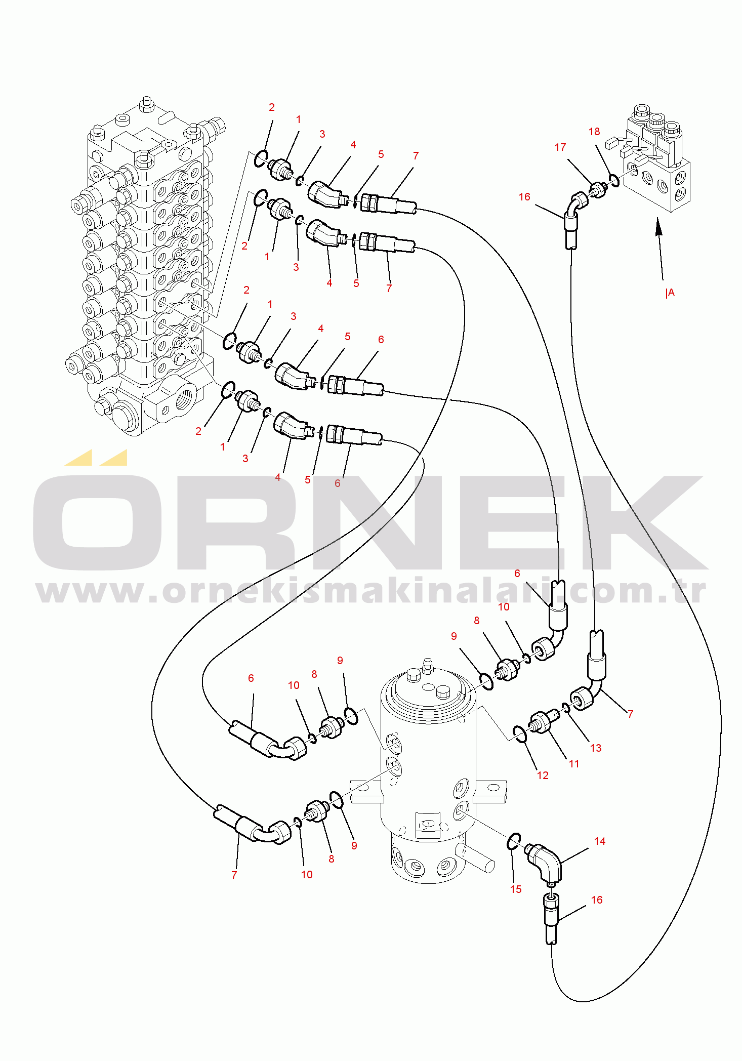 Komatsu PC110R-1 S/N 2265000001-UP HYDRAULIC PIPING (TRAVEL LINE) (1/2)