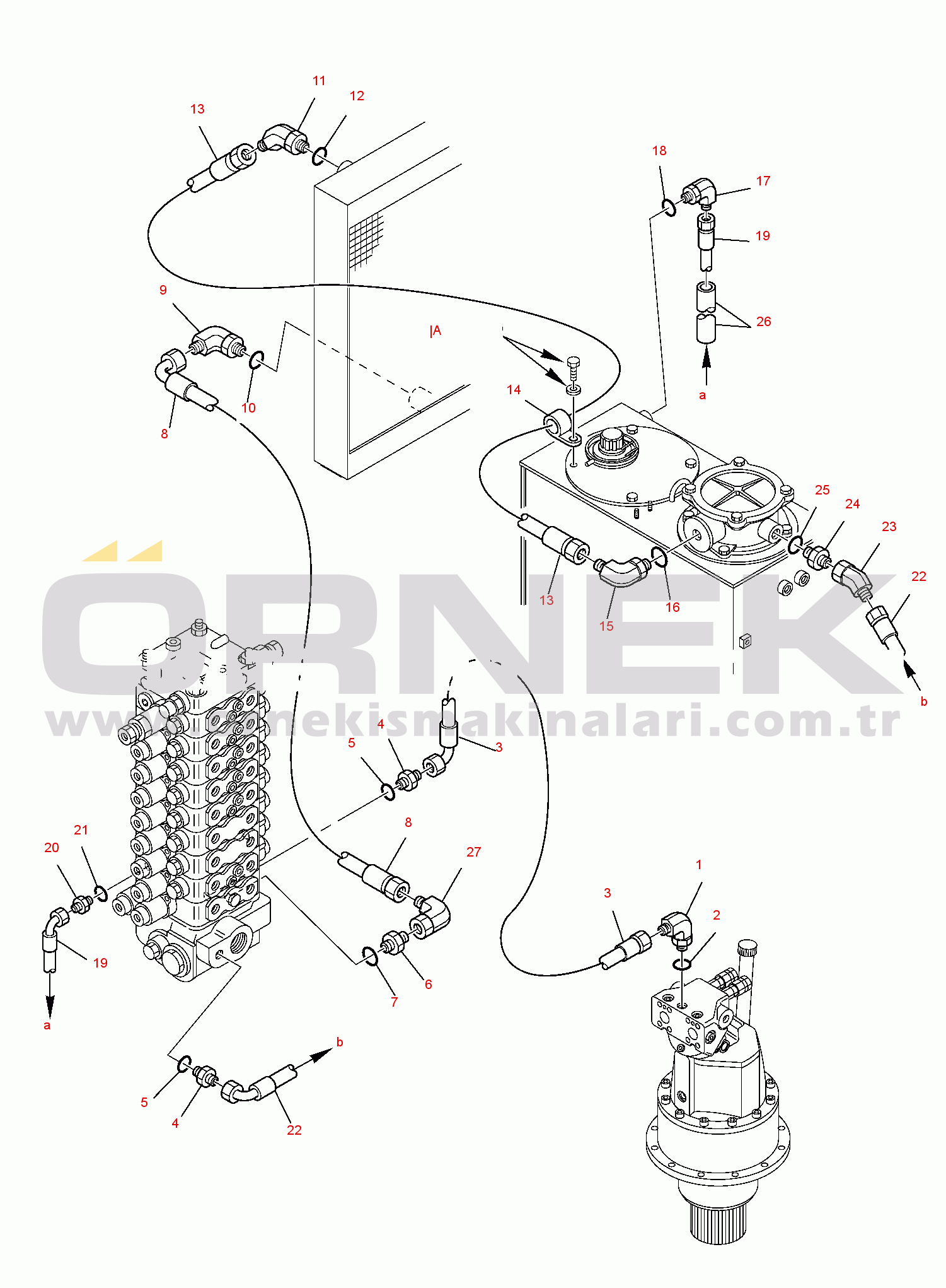 Komatsu PC110R-1 S/N 2265000306-UP HYDRAULIC PIPING (OIL COOLER AND RETURN LINE)