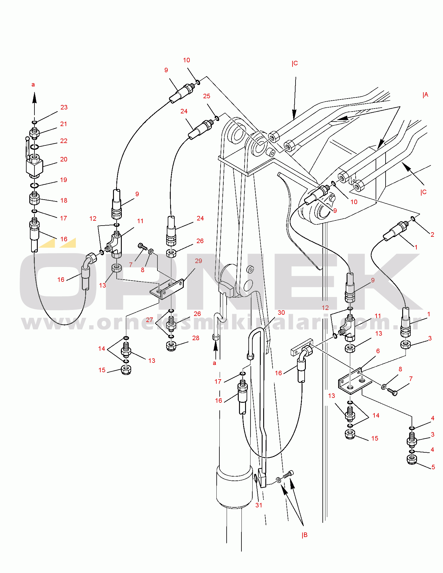 Komatsu PC110R-1 S/N 2265000306-UP HYDRAULIC PIPING (ATTACHMENT LINE) (ARM SIDE)