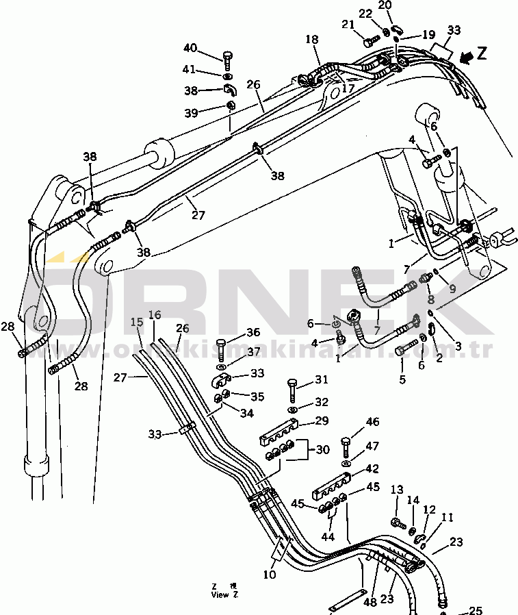 Komatsu PC120-3 S/N 18001-UP HYDRAULIC PIPING (BOOM¤ ARM AND BUCKET CYLINDER)(#20336-21099)
