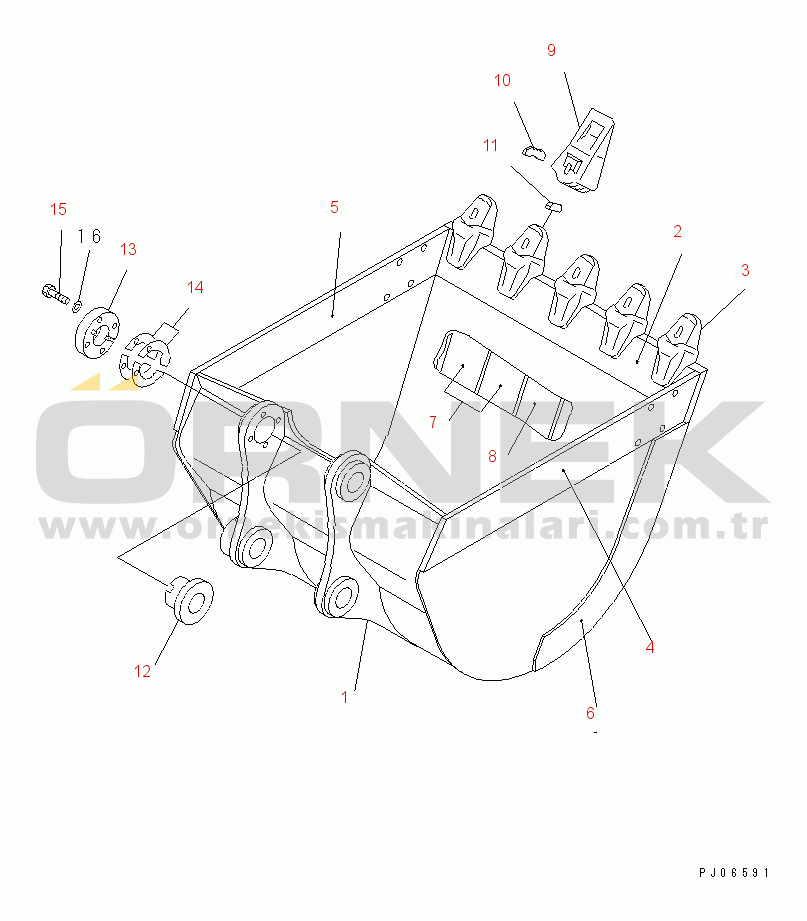Komatsu PC120-5 S/N 30001-UP BUCKET¤ 0.55M3 WIDTH 1000MM (VERTICAL PIN TYPE)