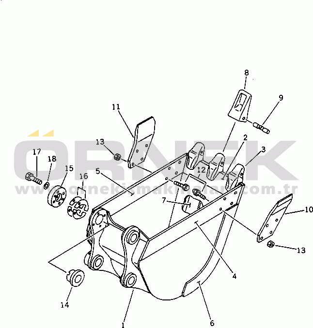 Komatsu PC120-5 S/N 30001-UP BUCKET¤ 0.26M3 WIDTH 600MM (HORIZONTAL PIN TYPE)